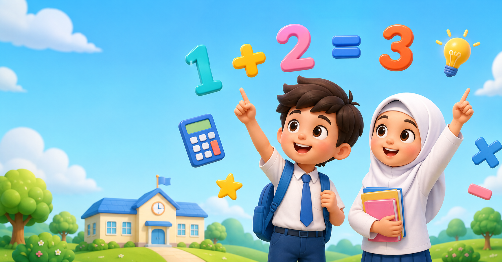 Happy students learning math